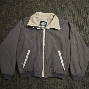 Vitntage Woolrich boxy grey bomber jacket with fleece lining Size M